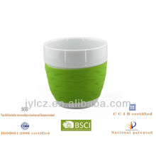 220cc Bauch Form Kaffee Geschenk Becher mit Silikonband, medial Größe, 4er Set in PVC